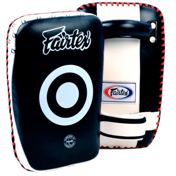 Fairtex KPLC1 Пады Тайские Изогнутые Тайский Бокс "Small Curved KIck Pads" Черно-Белые